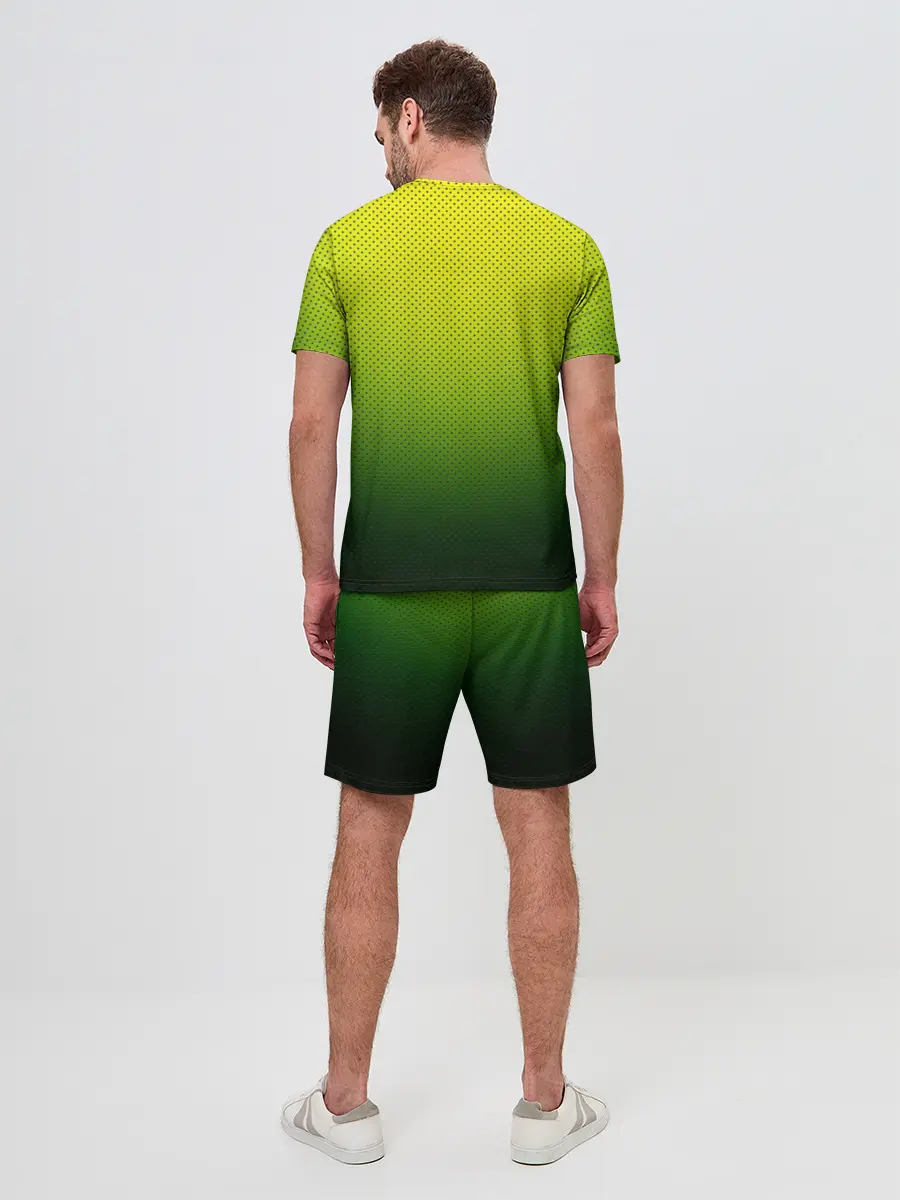 Мужской костюм с шортами / Зелёная текстура