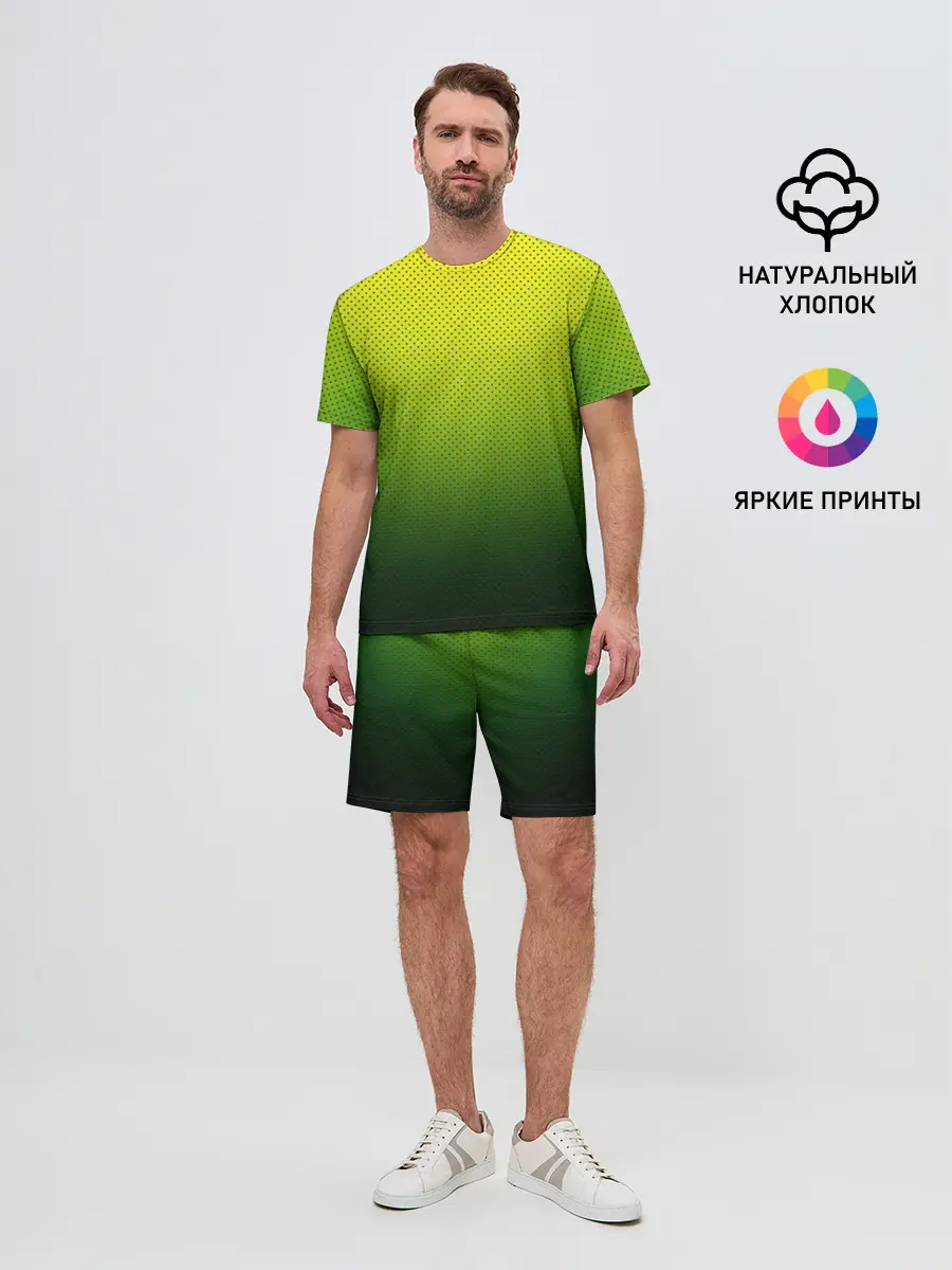 Мужской костюм с шортами / Зелёная текстура