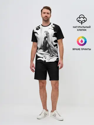 Мужской костюм с шортами / Черно-белая Мику Хацунэ
