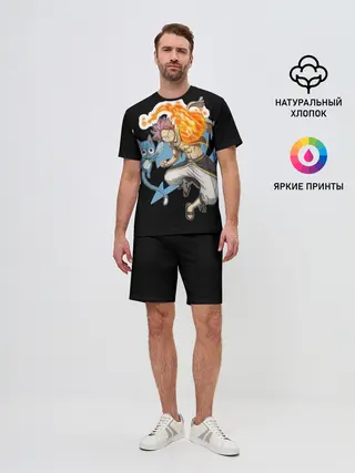 Мужской костюм с шортами / Нацу и Хеппи из Хвоста Фей