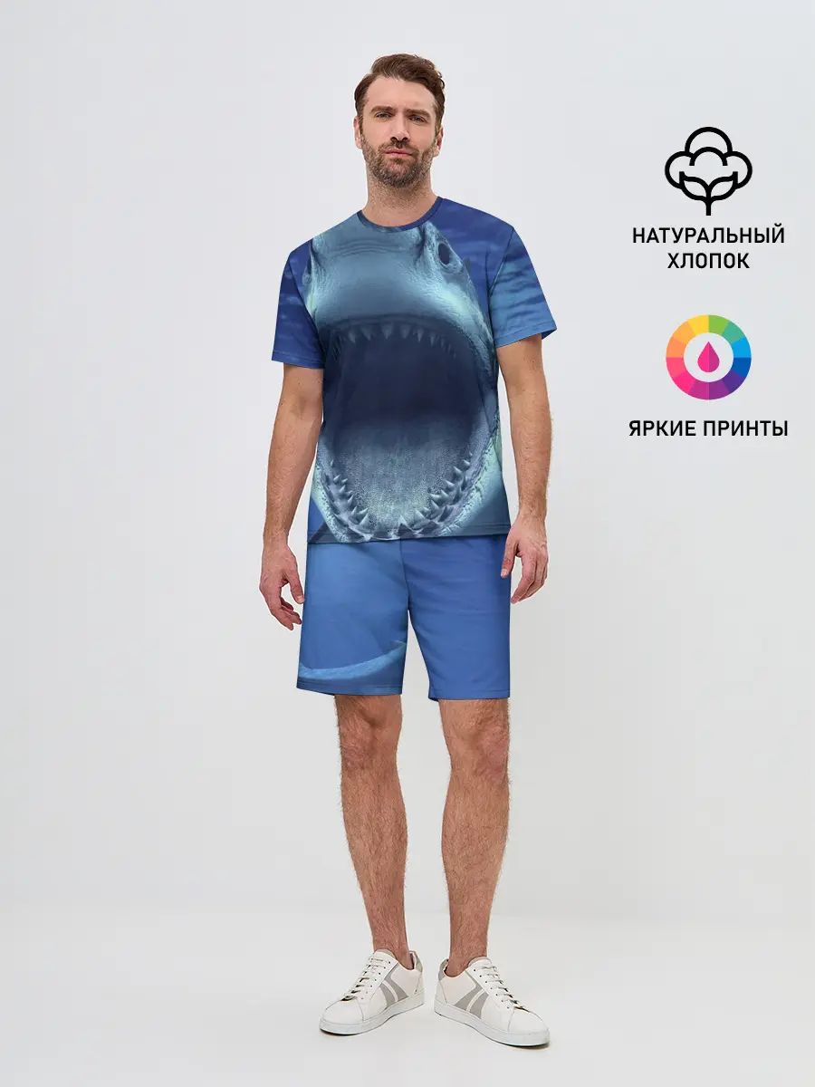Мужской костюм с шортами / Белая акула