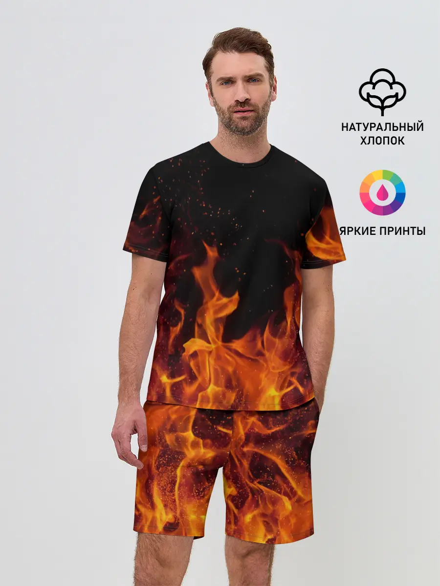 Мужской костюм с шортами / Огонь с искрами