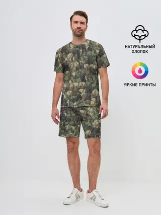 Мужской костюм с шортами / Камуфляж с пандами