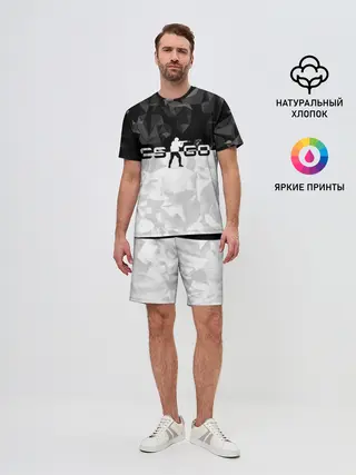 Мужской костюм с шортами / CS GO BLACK WHITE GEOMETRY