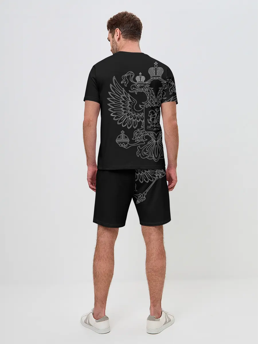 Мужской костюм с шортами / Казак белый герб РФ