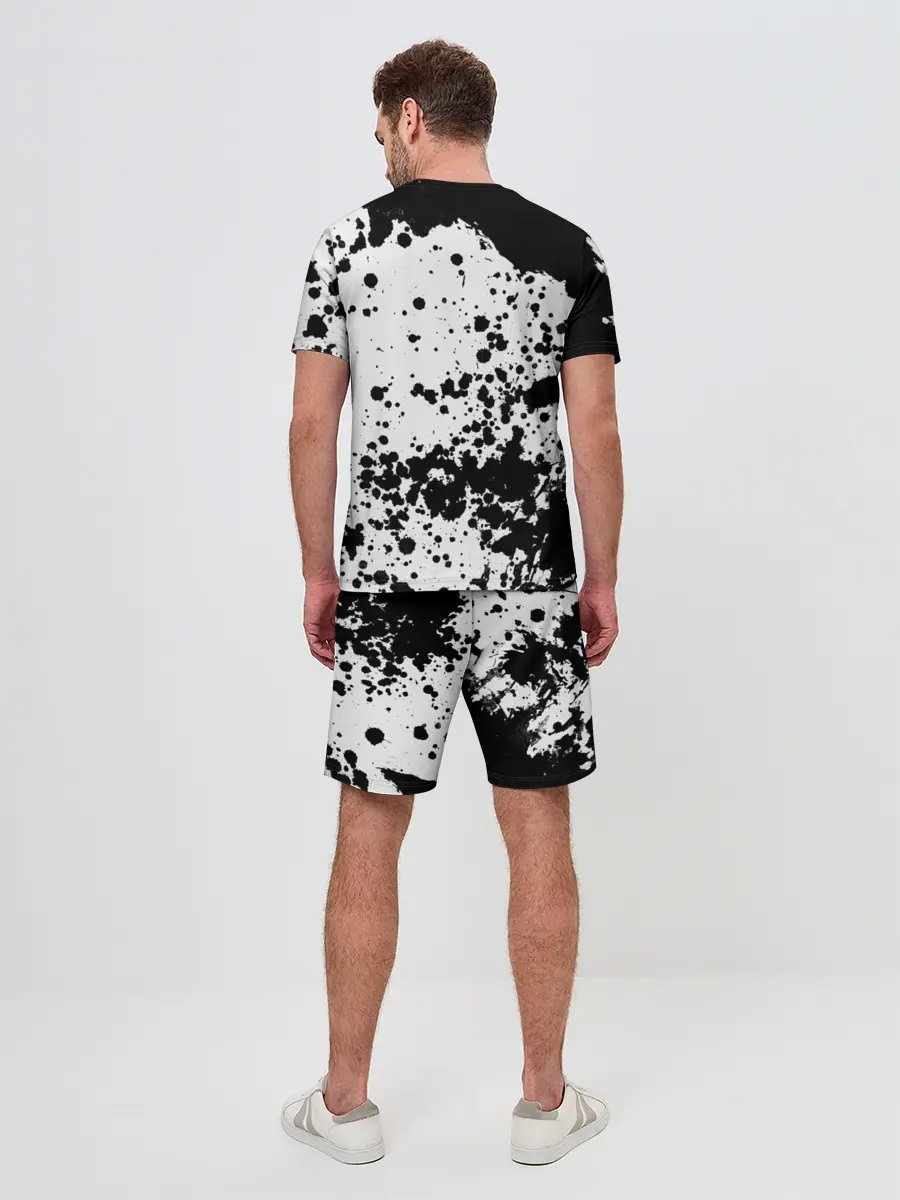 Мужской костюм с шортами / Черно-белые капли