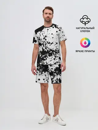 Мужской костюм с шортами / Черно-белые капли