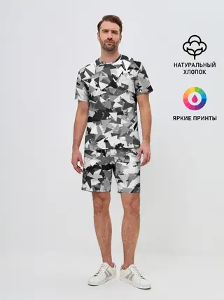 Мужской костюм с шортами / Городской серый камуфляж