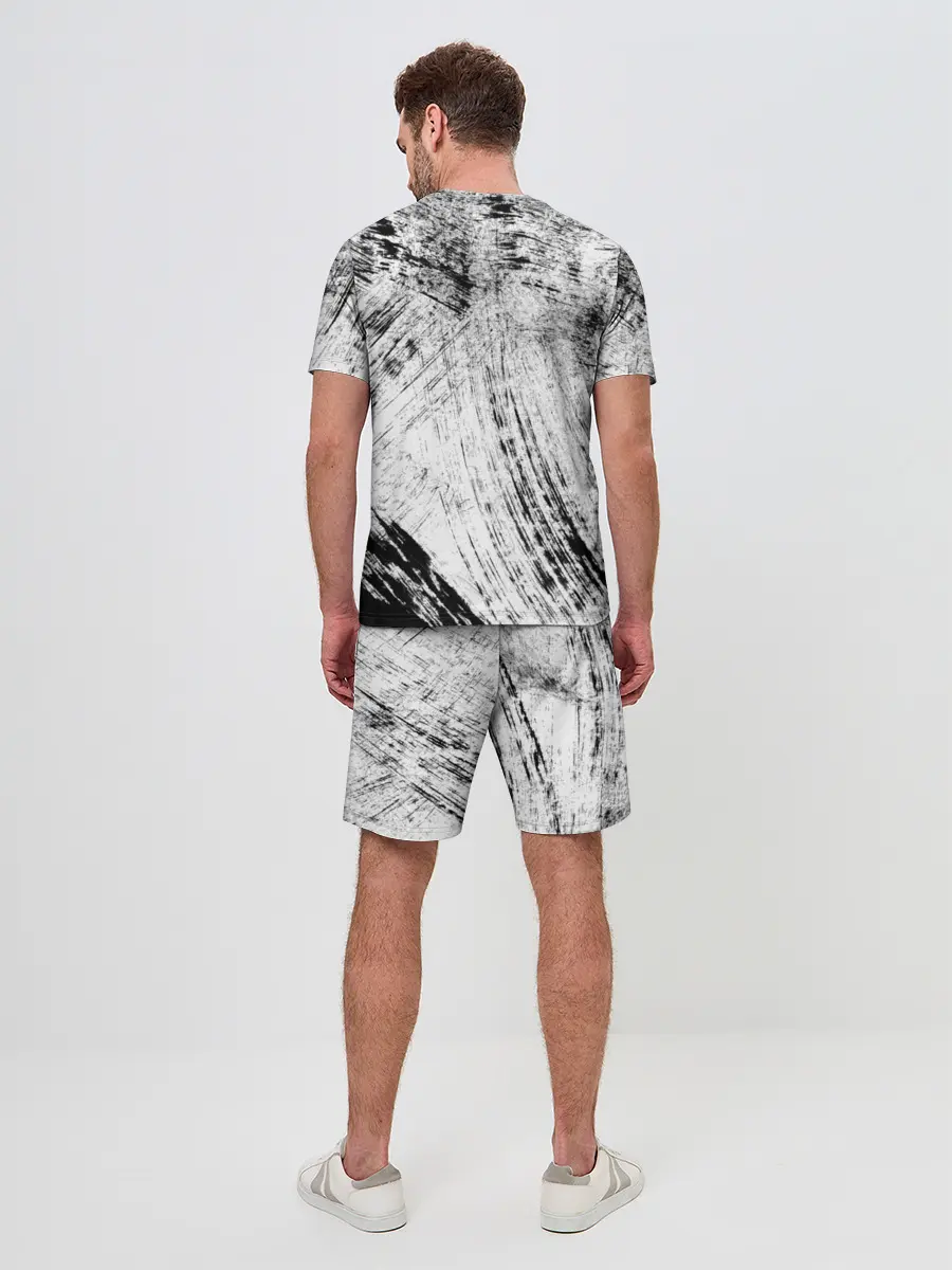 Мужской костюм с шортами / Серые штрихи