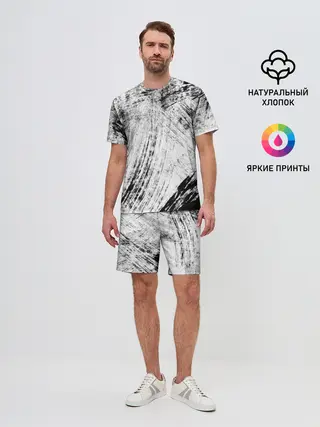 Мужской костюм с шортами / Серые штрихи