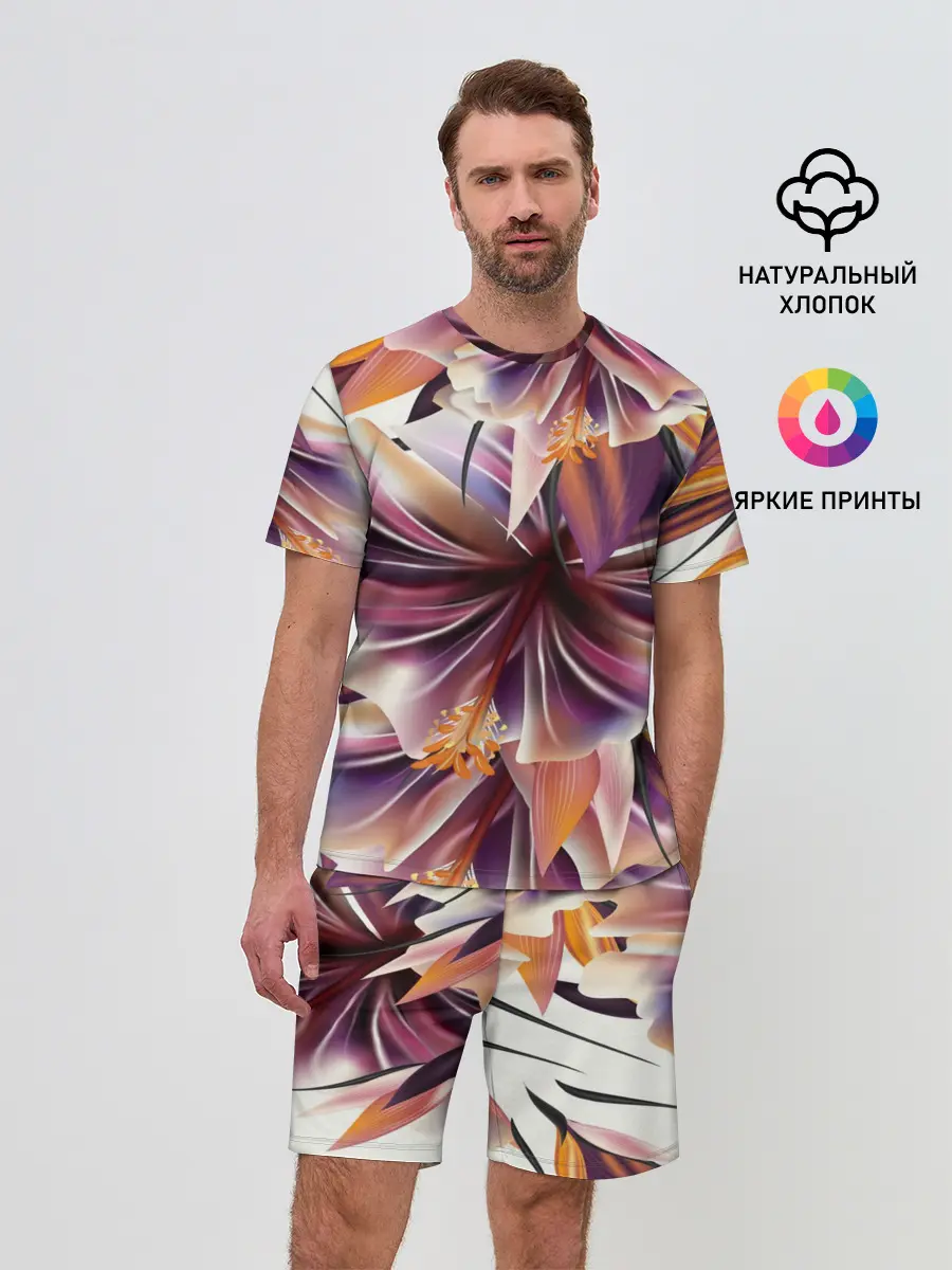 Мужской костюм с шортами / Необычный цветок