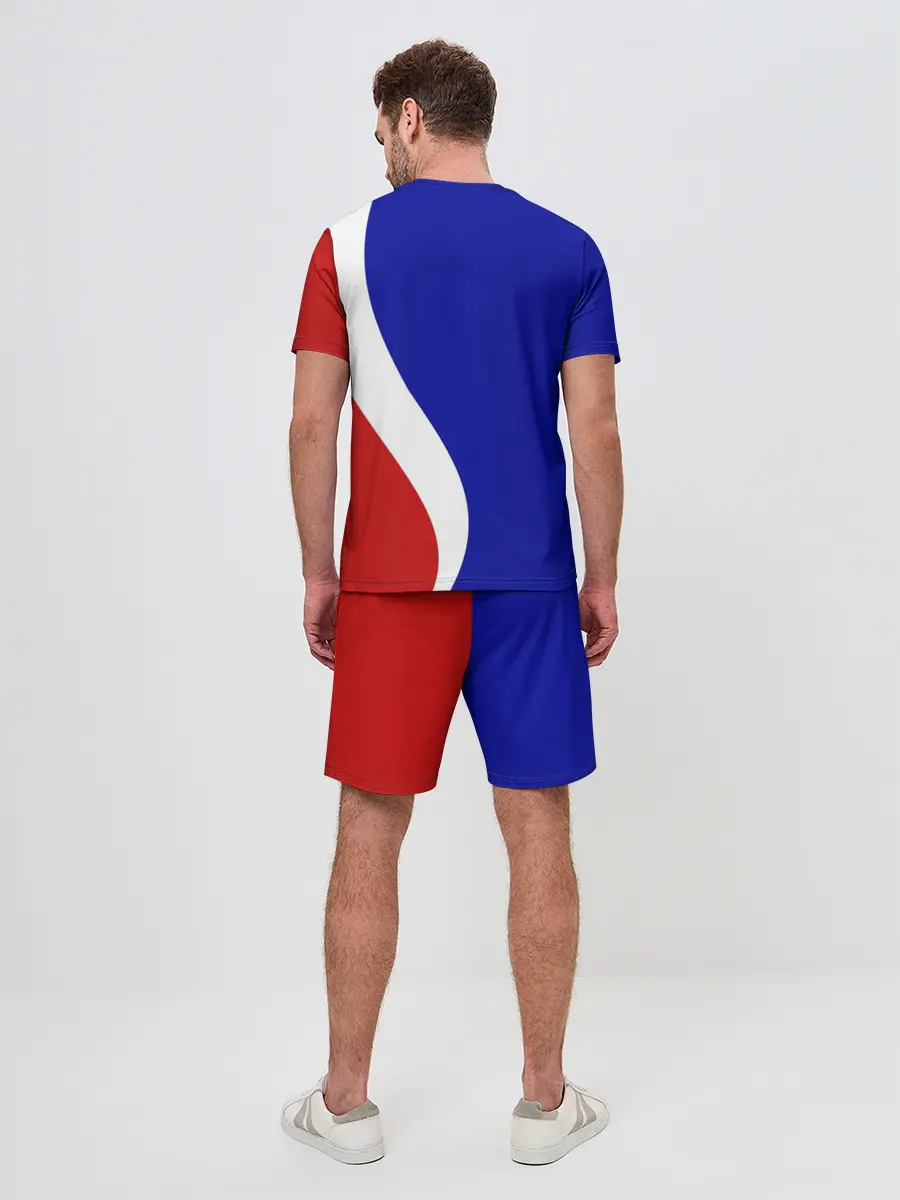 Мужской костюм с шортами / Герб РФ Триколор