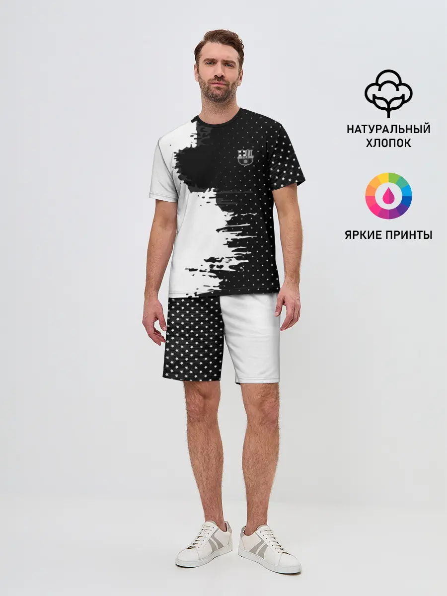 Мужской костюм с шортами / Barcelona uniform black 2018