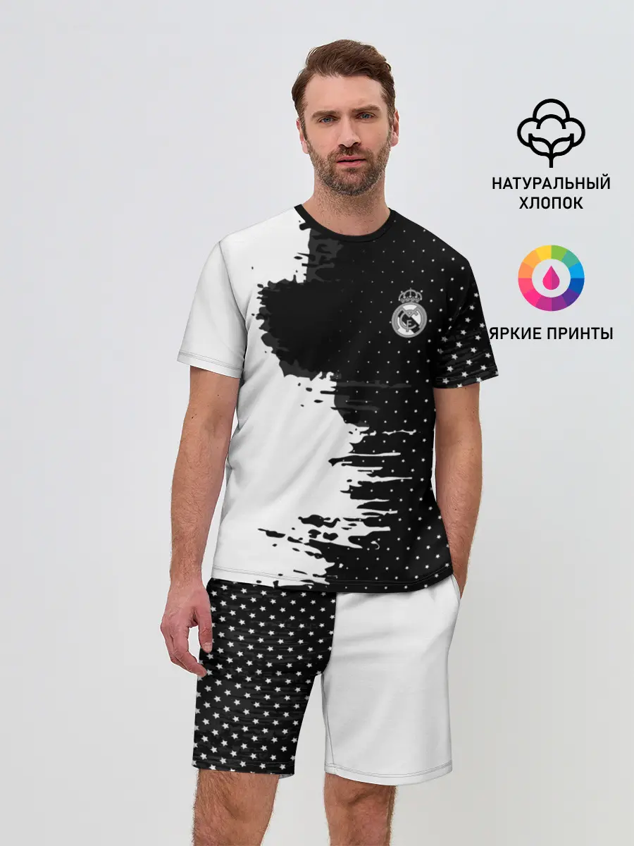 Мужской костюм с шортами / Real Madrid uniform black 2018