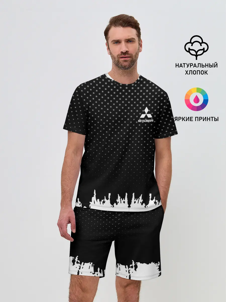 Мужской костюм с шортами / Mitsubishi abstract black