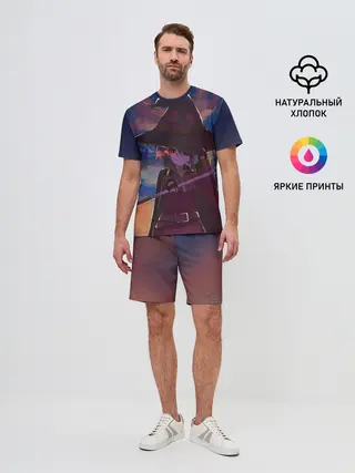 Мужской костюм с шортами / Konosuba с посохом