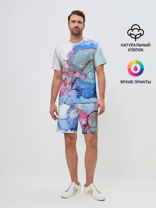 Мужской костюм с шортами / Акварельные разводы