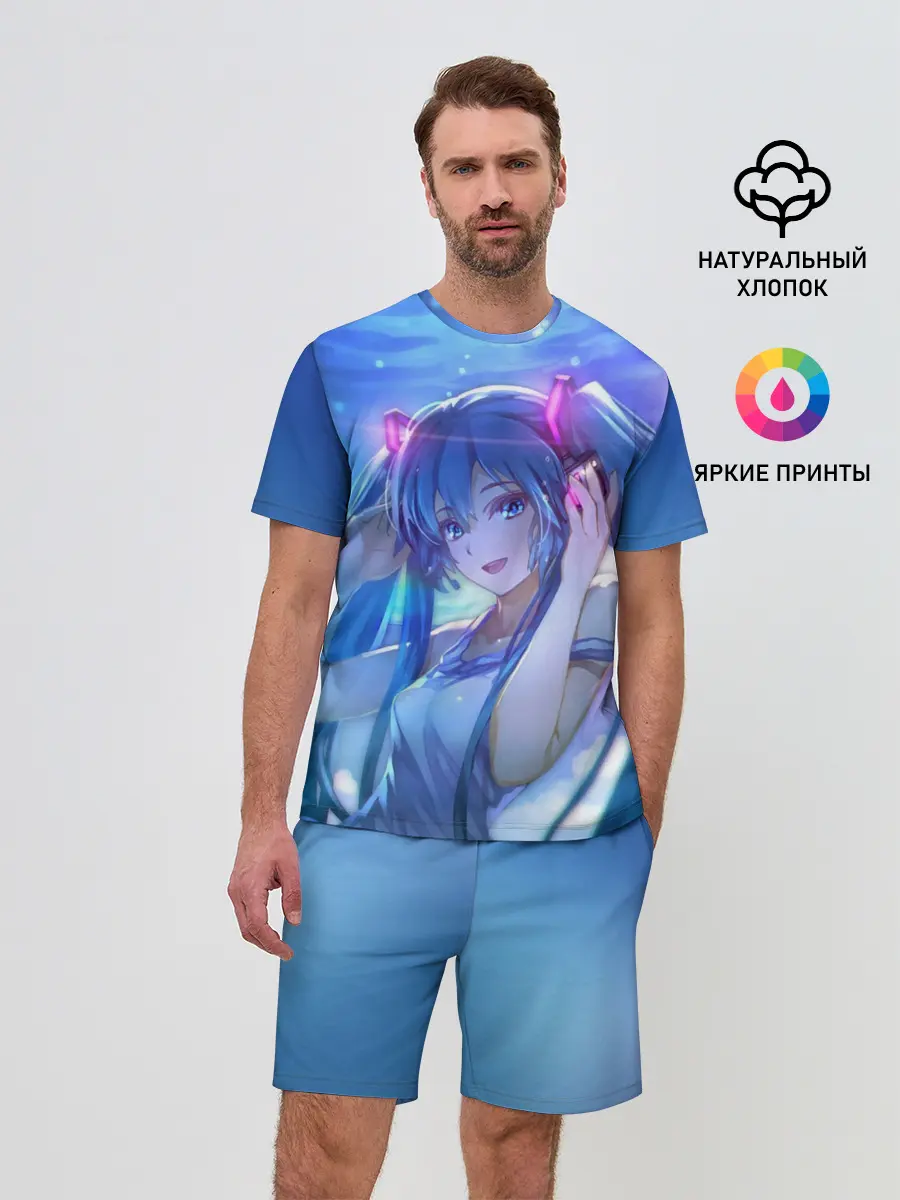 Мужской костюм с шортами / Miku на фоне космоса