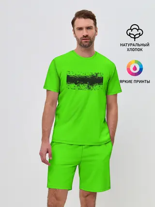 Мужской костюм с шортами / Гранж зеленый