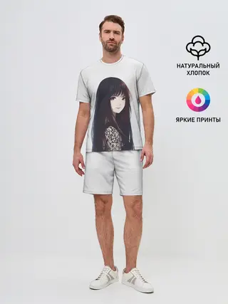 Мужской костюм с шортами / Красивая аниме девушка