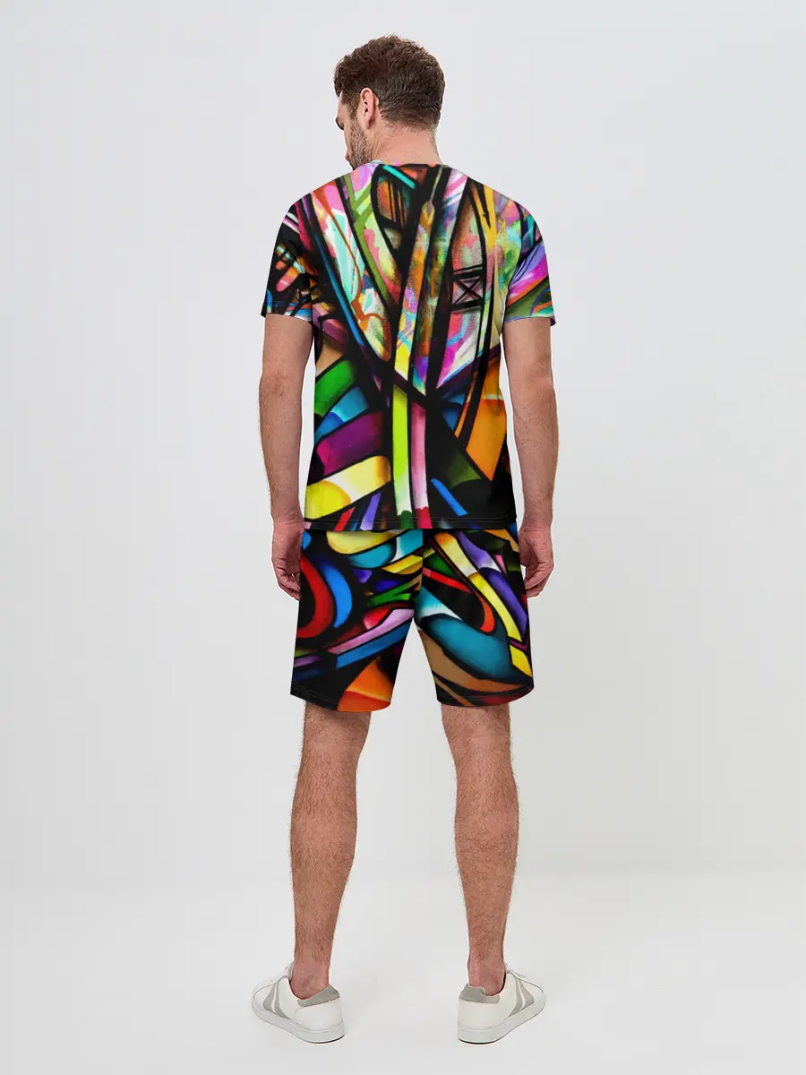 Мужской костюм с шортами / Красочное граффити