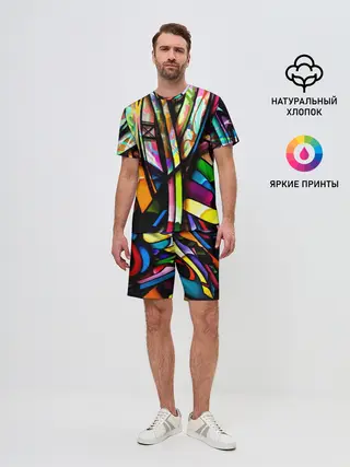 Мужской костюм с шортами / Красочное граффити