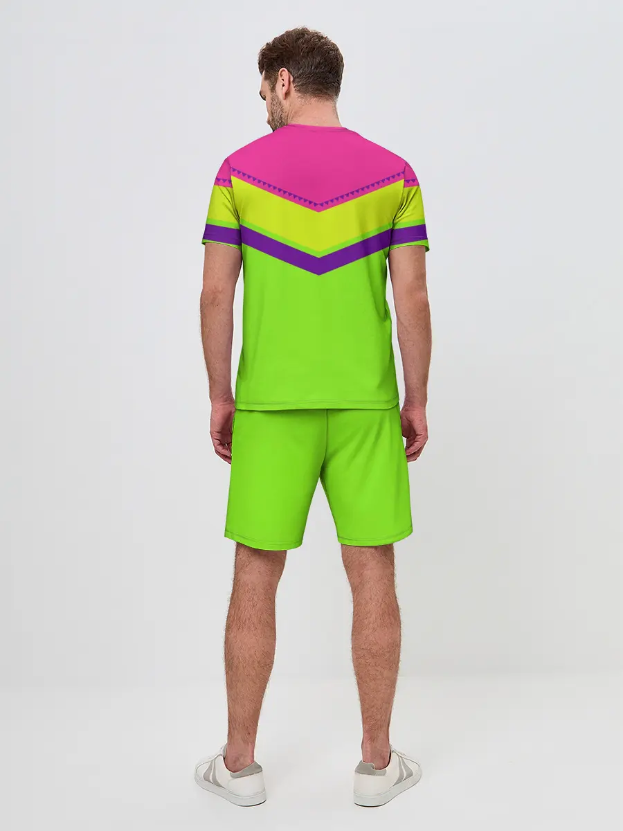 Мужской костюм с шортами / Цветные треугольники_ салатовы