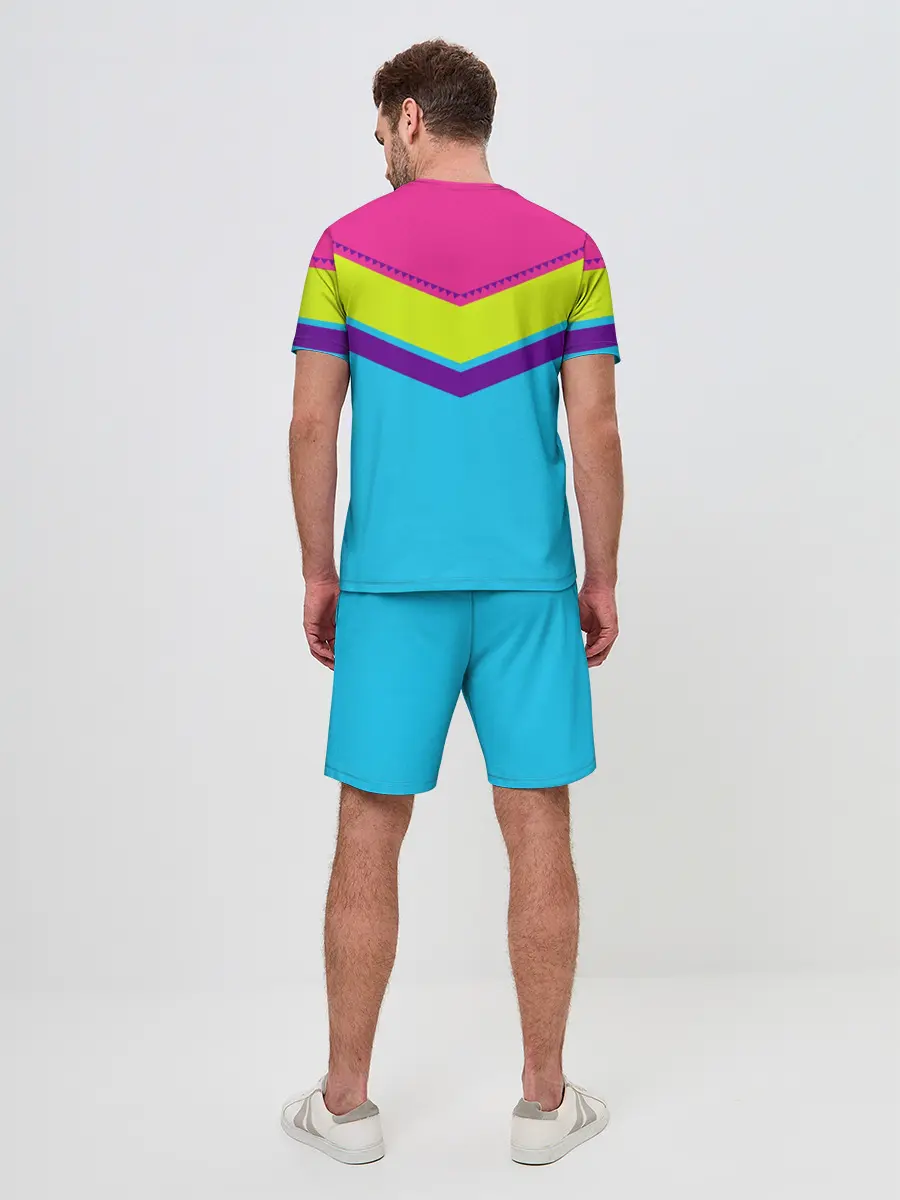 Мужской костюм с шортами / Цветные треугольники_голубой