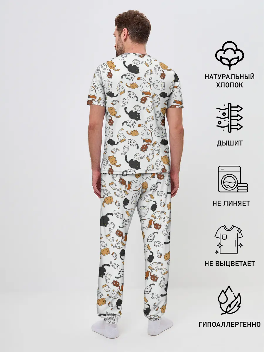 Мужская пижама с брюками / Котики.