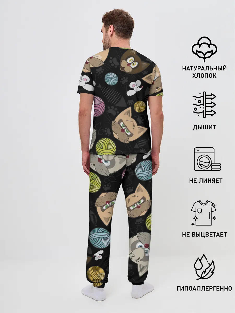 Мужская пижама с брюками / Злой кот.