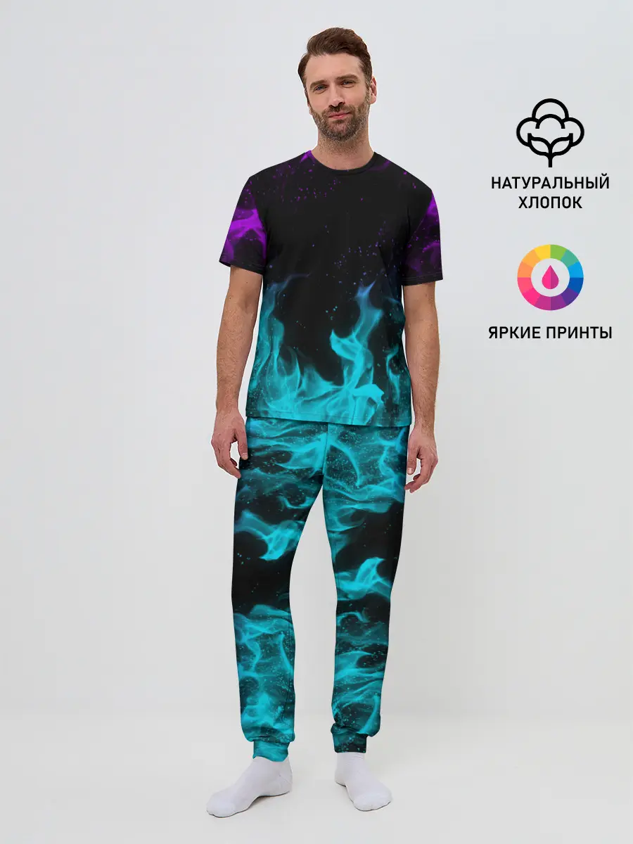 Мужская пижама с брюками / НЕОНОВЫЙ ОГОНЬ | NEON FIRE