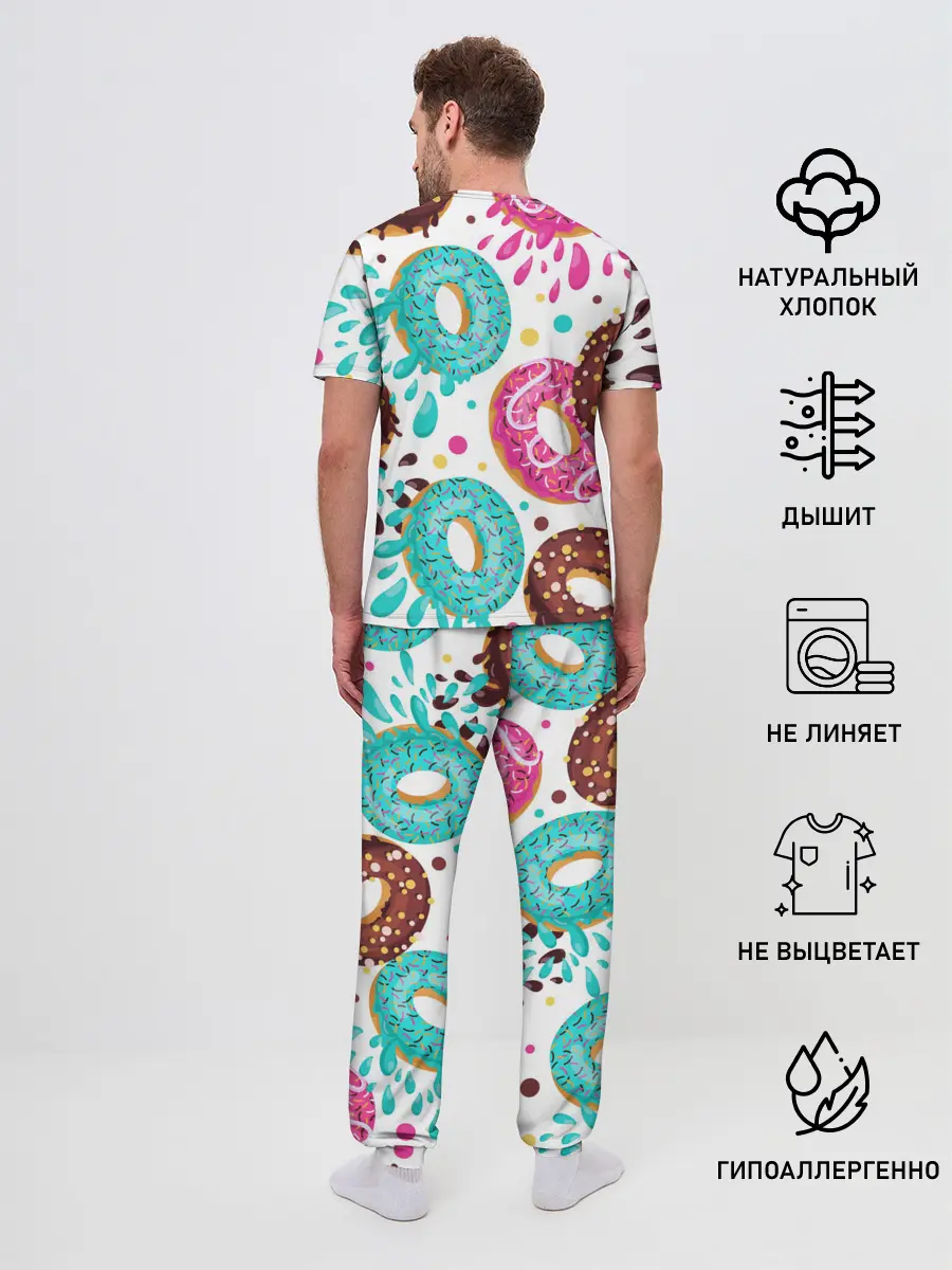 Мужская пижама с брюками / Любитель пончиков