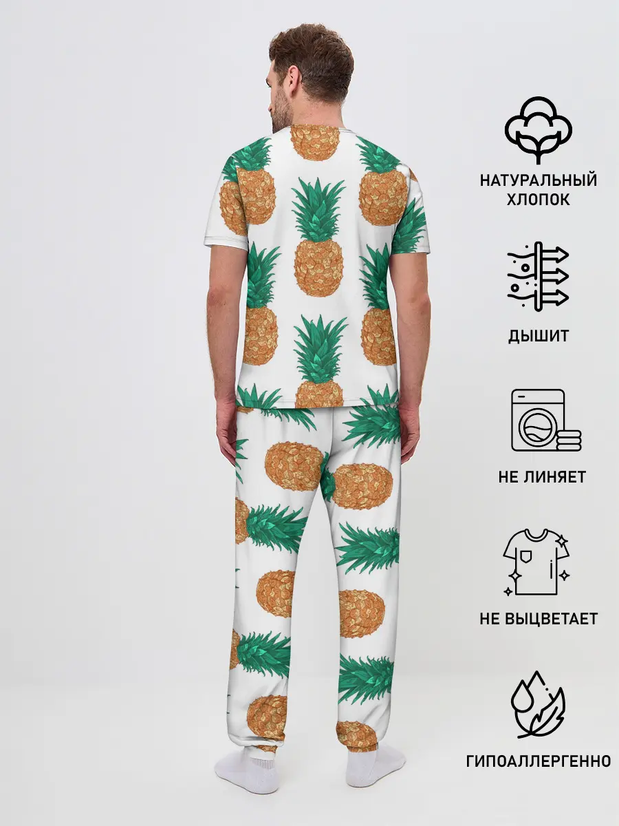 Мужская пижама с брюками / Ананасовый арт