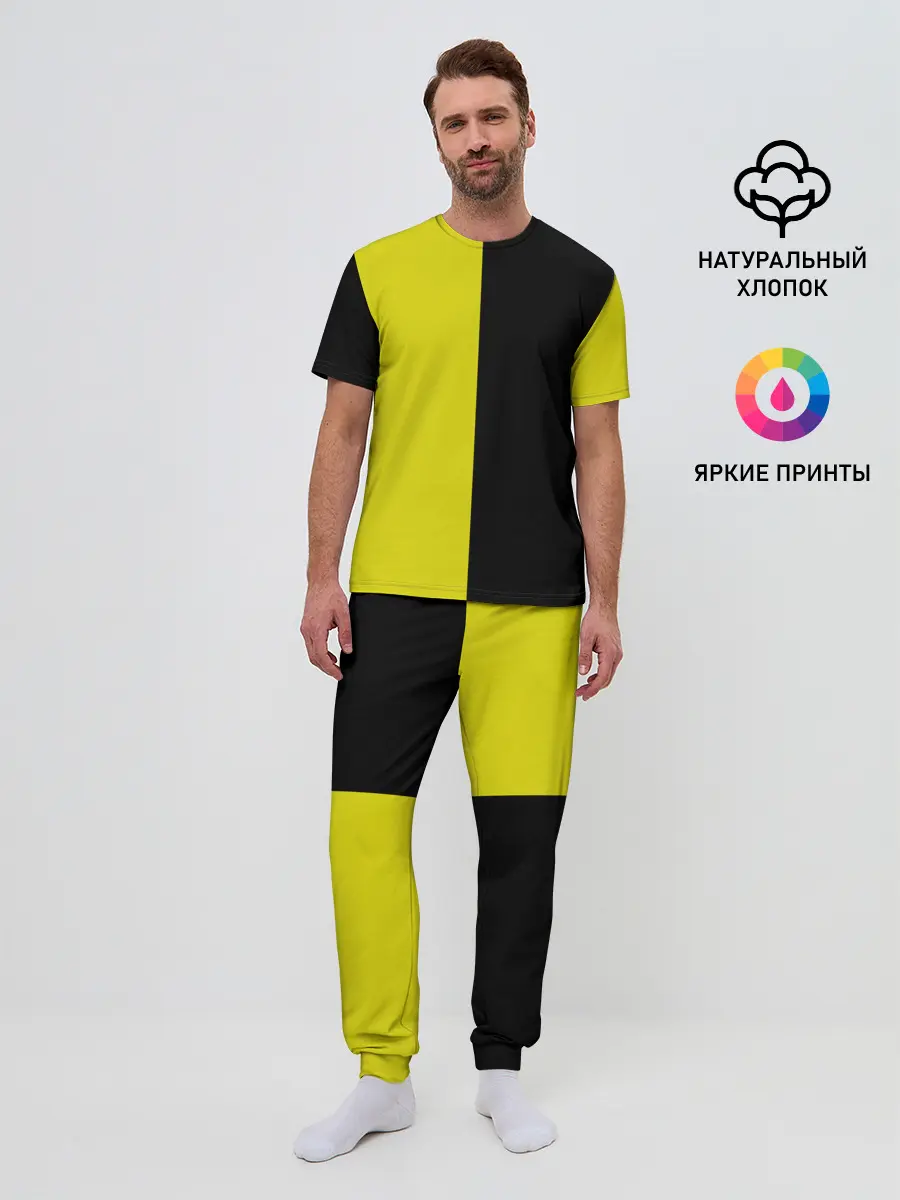 Мужская пижама с брюками / BLACK YELLOW | ЧЕРНО ЖЕЛТЫЙ