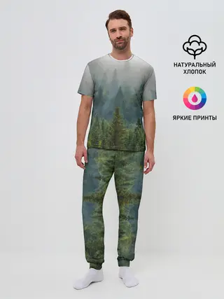 Мужская пижама с брюками / Лес