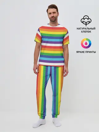 Мужская пижама с брюками / Радужные полосы