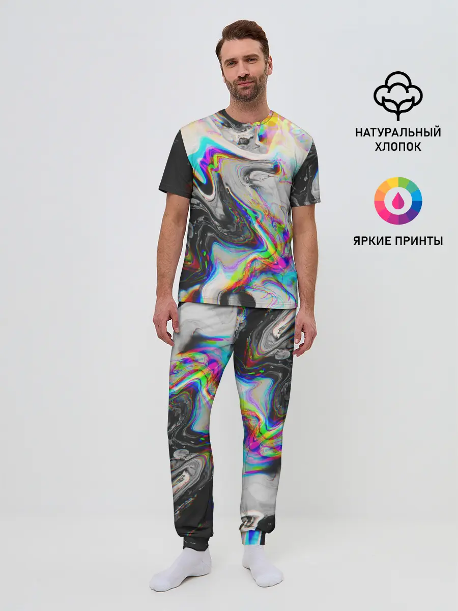 Мужская пижама с брюками / DIGITAL ABSTRACT GLITCH | ГЛИТЧ