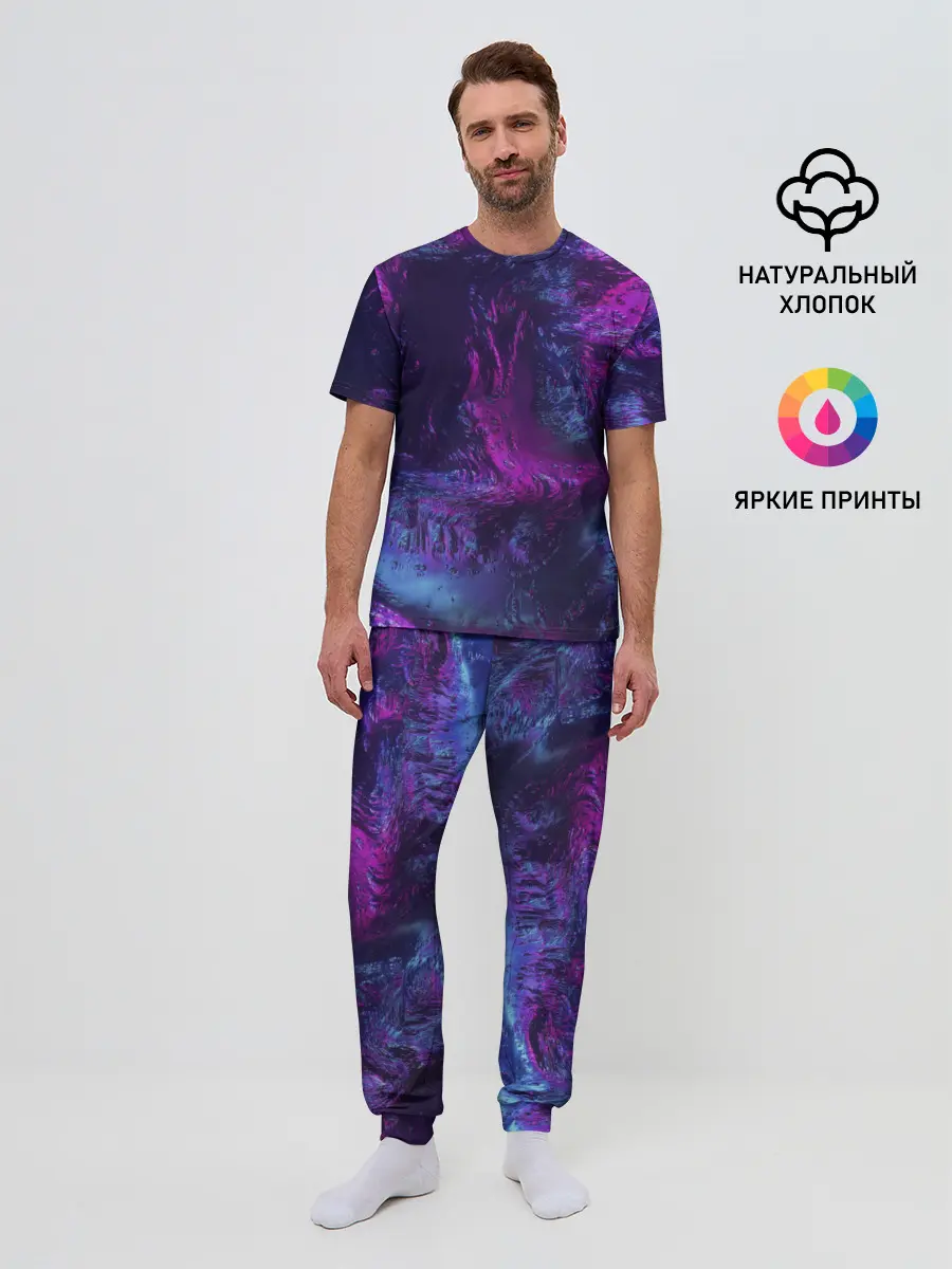 Мужская пижама с брюками / Неон