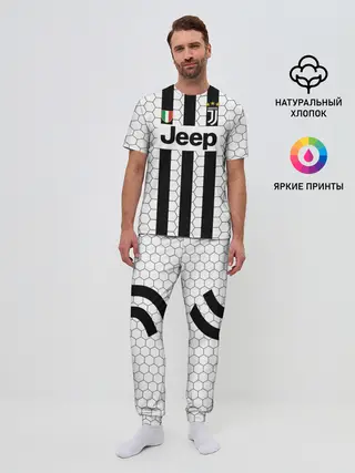 Мужская пижама с брюками / Ювентус в сетку