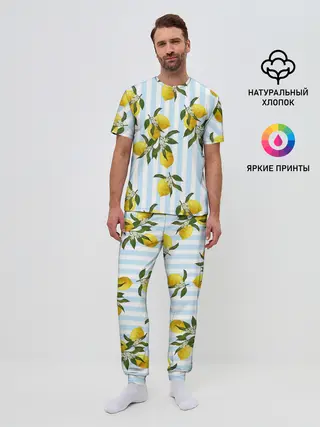 Мужская пижама с брюками / Лимоны