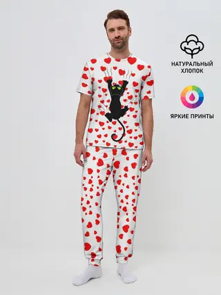 Мужская пижама с брюками / Котейка