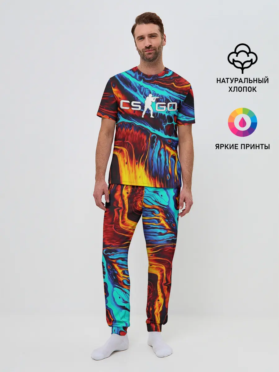 Мужская пижама с брюками / CS GO STRIPES FLAME | КС ГО ПЛАМЯ
