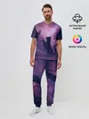 Мужская пижама с брюками / Бабочка кот силуэт фиолетовый