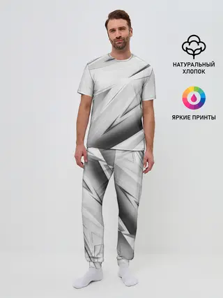 Мужская пижама с брюками / GEOMETRY STRIPES WHITE