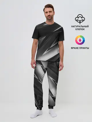 Мужская пижама с брюками / GEOMETRY STRIPES BLACK & WHITE