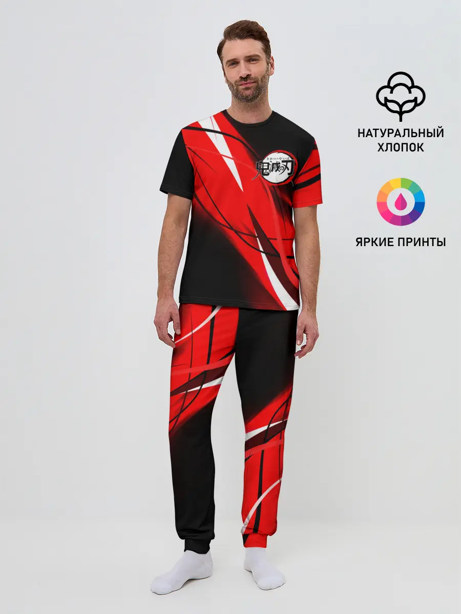 Мужская пижама с брюками / KIMETSU NO YAIBA маленький лого