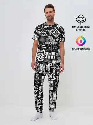 Мужская пижама с брюками / ЛОГОТИПЫ РОК ГРУПП