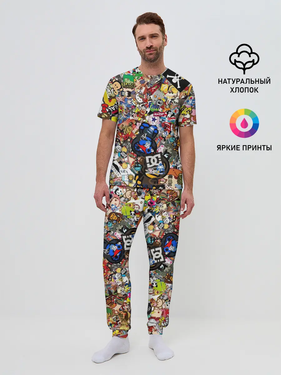 Мужская пижама с брюками / Стикеры
