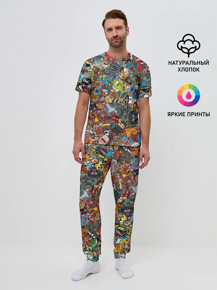Мужская пижама с брюками / Стикеры