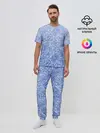 Мужская пижама с брюками / Волны на голубом фоне